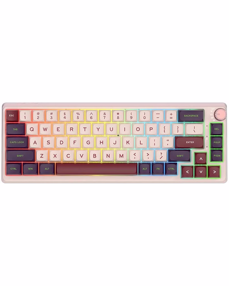 Бездротова клавіатура KZZI K68 Pro UA/ENG (Rainbow Switch) Nezuko Purple (6977534870475)